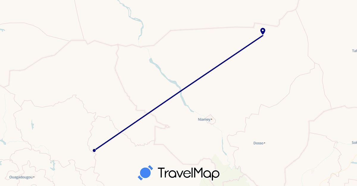 TravelMap itinerary: driving in Burkina Faso, Niger (Africa)